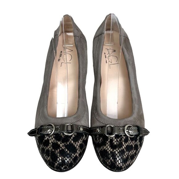 AGL Womens Icon Ballet Flats Suede Lace Cap Toe Buckle Detail Taupe Sz EUR 38 - Picture 6 of 8